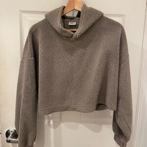 Aritzia Sunday Best Cozy Gray-Brown Fuzzy Sweater